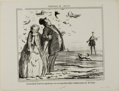 A hátránya annak, hogy a Devisme új robbanó golyóival fiatal foglyokra lövöldözünk, 17. tábla az Émotions De Chasse-ból alkotó: Honoré Victorin Daumier
