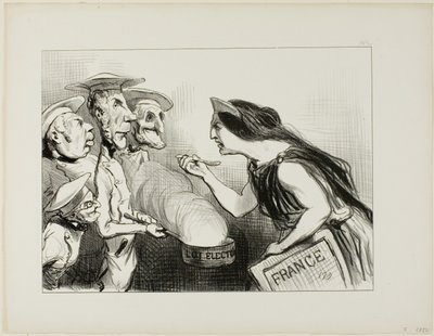 Túl sok szakács elrontja a levest. "- Ennek tényleg olyan íze van, mint a rossz főzésnek," 142-es tányér az Actualitésből. alkotó: Honoré Victorin Daumier