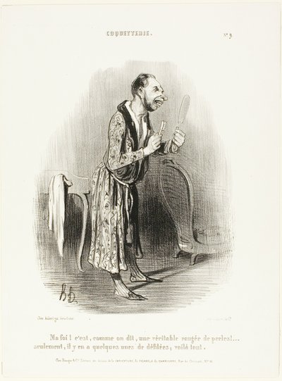 "Nos... ahogy a mondás tartja, mint egy igazi gyöngysor, .... csak néhányan közülük kioldódtak, ez minden!", 9-es tányér a Coquetterie-től. alkotó: Honoré Victorin Daumier