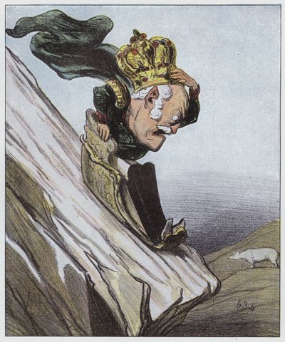 Egy kissé veszélyes lejtőn (színes litó) alkotó: Honore (after) Daumier