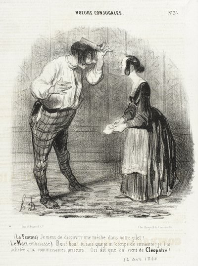 (Az asszony) Éppen egy hajtincset fedeztem fel a mellényében!... alkotó: Honoré Daumier