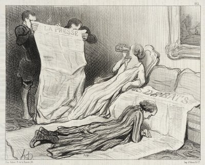 Előfizetők, akik megkapják újságjukat... alkotó: Honoré Daumier
