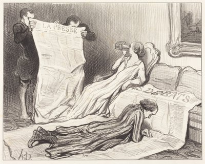 Előfizetők megkapják újságjukat... alkotó: Honoré Daumier