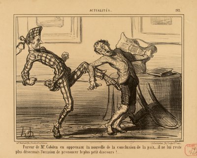 Aktualitások 192. sz.: Cobden úr dühe, amikor meghallja a békekötés hírét... alkotó: Honoré Daumier