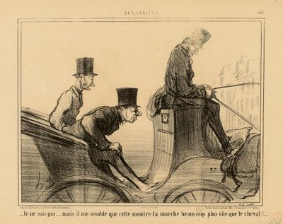 Aktualitások, 441. sz.: - Nem tudom... de úgy tűnik, ez az óra sokkal gyorsabban jár, mint a ló alkotó: Honoré Daumier
