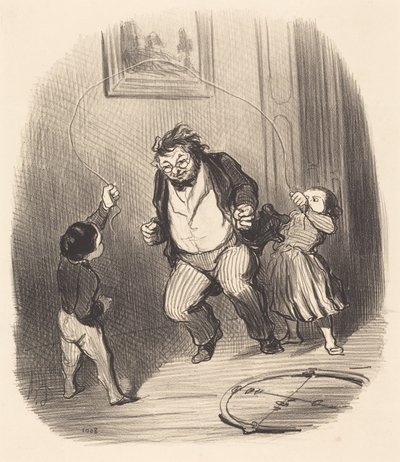 Ugyan már, apa… még… harminckét köröt…! alkotó: Honoré Daumier