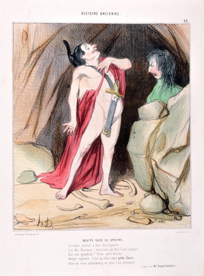 Honore Daumier (1808-1879) alkotása. Az ókori történelem Oidipusz a szfinxben. ALCAZAR KÖNYVTÁRA, MARSEILLE alkotó: Honoré Daumier