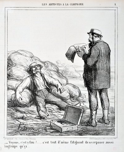 Honore Daumier (1808-1879) alkotásai. A Charivari 1865-ből származik: Serie LES MŰVÉSZEK A KAMPÁNYBAN „” - Lássuk, vége?... Még mindig fárasztó addig pihenni, amíg...” KÉZMŰVÉSZETI MÚZEUM - LONGCHAMP PALOTÁJA, MARSEILLE alkotó: Honoré Daumier