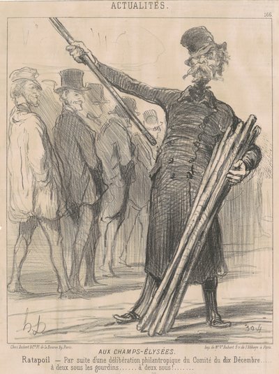 A Champs-Elysées-n, Ratapoilban. A december tizedik bizottsági jótékonysági tanácskozás eredményeként...két cent a klubnak...két cent... alkotó: Honoré Daumier