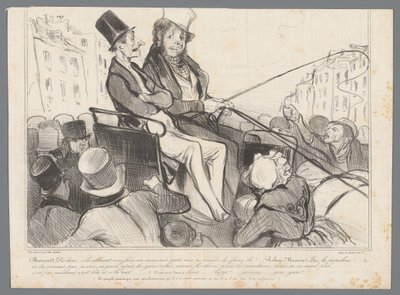 Bertrand és Robert-Macaire egy emberekkel körülvett hintóban alkotó: Honoré Daumier