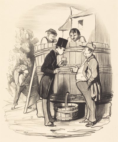 Mit szóltok ehhez a kis borhoz... alkotó: Honoré Daumier