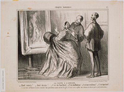 Párizsi vázlatok: Látogatás a műteremben: Micsoda színek! Micsoda rajzok! Ez igazi Van Dyck! alkotó: Honoré Daumier
