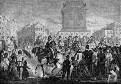 Az algériai gyarmati hadsereg szpáhik felvonulása Párizs utcáin (átjáró a Place de la Bastille-n) alkotó: Honoré Daumier