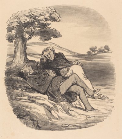 Egy nyugdíjas vasbolt édes kikapcsolódása... alkotó: Honoré Daumier