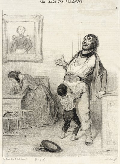 Szabad ilyen állapotban visszatérni Bercyből...? alkotó: Honoré Daumier