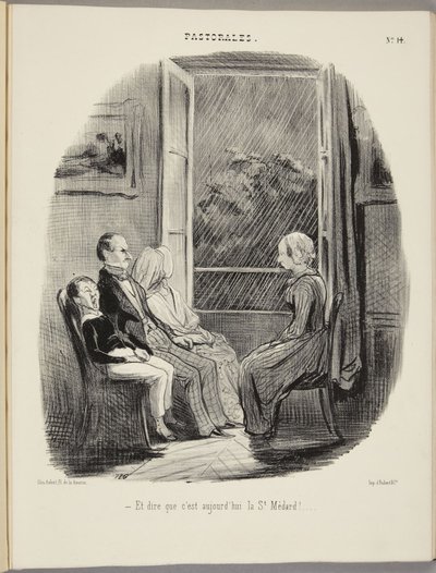 És gondolni, hogy ma van Szent Medárd napja! alkotó: Honoré Daumier