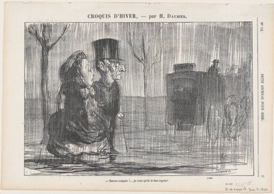 Megint tele van… Szerintem ezt szándékosan csinálják!, a „Téli vázlatok” című műből alkotó: Honoré Daumier