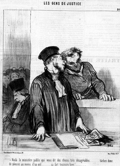 Itt van az állami minisztérium, aki nagyon kellemetlen dolgokat mond neked... szóval próbálj legalább fél szemmel sírni... mindig jó érzés!... Daumier (1808-1879). "Macskazene" alkotó: Honoré Daumier