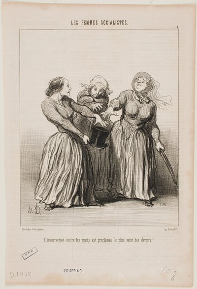 A férjek elleni felkelést az élet első és legszentebb kötelességének nyilvánítják! alkotó: Honoré Daumier