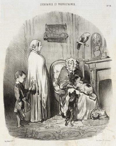 Nem adok ki lakást olyanoknak, akiknek gyerekeik vannak!... alkotó: Honoré Daumier