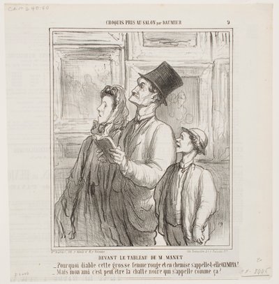 Manet festményét nézve alkotó: Honoré Daumier