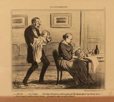 Porcelánmánia, 1. sz.: - Adélaïde, kedvesem, vigyázz csak... alkotó: Honoré Daumier