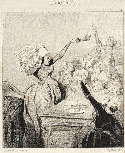 Az elnöknő torkaszakadtából kiált: „Hölgyeim!...” alkotó: Honoré Daumier