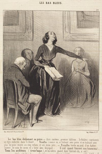 A Bas-bleu előadja a darabját alkotó: Honoré Daumier