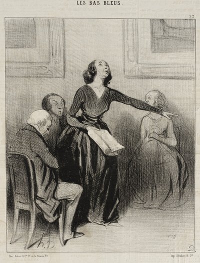 A kékszoknyás nő, aki a darabját szavalja alkotó: Honoré Daumier
