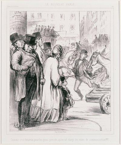 Le Nouveau Paris: Milyen szerencse a siető embereknek, hogy kiszélesítették az utakat (Az Új Párizs) alkotó: Honoré Daumier