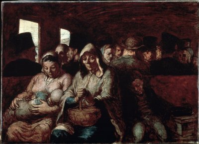""The Third Class Wagon"" (A Harmadik osztályú kocsi) Két népszerű társadalmi származású anya, egy vonaton gyermekeikkel. Honore Daumier (1808-1879) festménye 1862-1864 Szépművészeti Múzeum, Ottawa, Kanada alkotó: Honoré Daumier