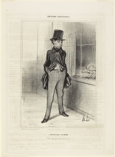 „Az arany csak egy illúzió” – a Le Charivari „Émotions Parisiennes” sorozatának 2. száma alkotó: Honoré Daumier