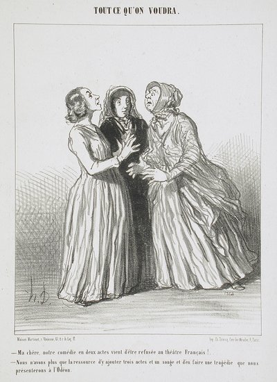 Drágám, a kétfelvonásos vígjátékunkat éppen visszautasították a Théâtre Français-ban!... alkotó: Honoré Daumier