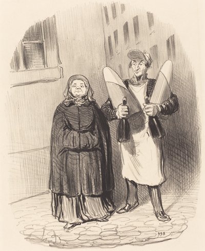 Madame Chapotard nekilát, hogy elkészítse befőttjeit alkotó: Honoré Daumier