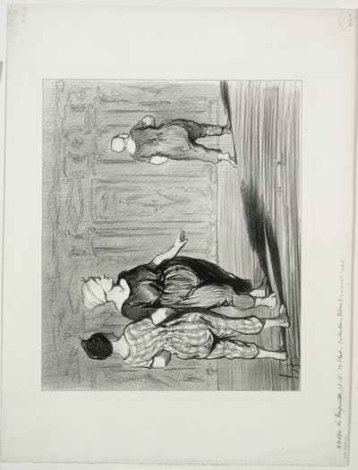 A fürdőzők, 15. tábla: Megint ő, szép divat, Madame Coquardeau! alkotó: Honoré Daumier
