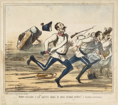Visszavonulásunk a legnagyobb rendben zajlott le! (Osztrák közlemény), 75. szám a Jelenetek sorozatból, Ezek a derék osztrákok alkotó: Honoré Daumier