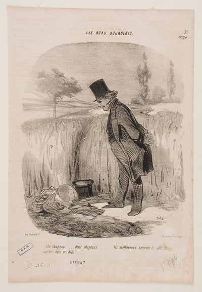 Egy kalap… Két kalap… alkotó: Honoré Daumier