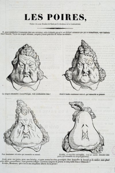 Körte: Louis Philippe körte arcának metamorfózisát ábrázoló karikatúra. Honore Daumier (1808-1879) rajza Charles Philippon (1806-1862) eredeti rajza alapján: "" La Caricature"", 1832. január Párizs, Musee Carnavalet alkotó: Honoré Daumier