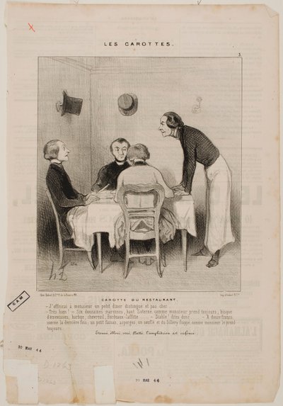 Csalás az étteremben alkotó: Honoré Daumier