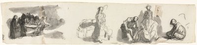 Tanulmányi lap négy alakból álló csoporttal jobbra (recto) alkotó: Honoré Daumier