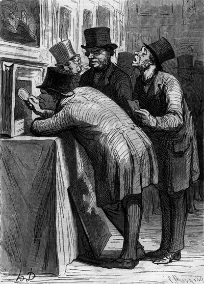Az aukciós ház: a műkedvelő. Honore Daumier (1808-1879) karikatúrája. Metszet a „” Le Monde Illustré”” 314. számában, 1863. április 18.. alkotó: Honoré Daumier