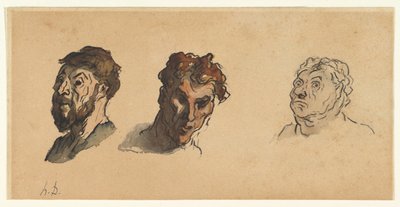 Drei männliche Köpfe alkotó: Honoré Daumier