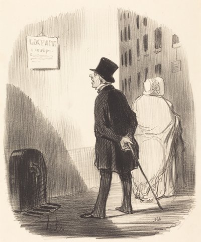 Nézd csak, itt van egy tábla, amit a feleségem elhagyott… alkotó: Honoré Daumier