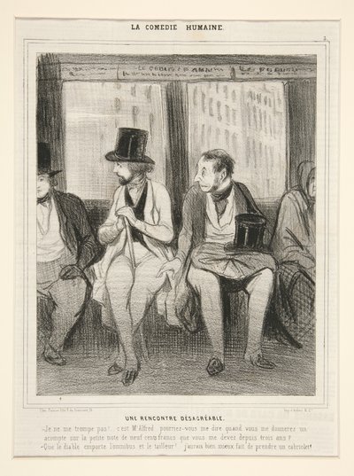 Egy kellemetlen találkozás, a „La Comédie humaine” című műből alkotó: Honoré Daumier