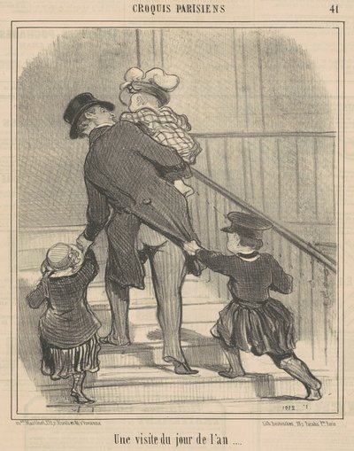 Újévi látogatás alkotó: Honoré Daumier