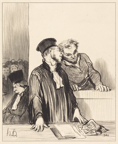Íme, az ügyészség, amely… kellemetlen… dolgokat mond önnek… alkotó: Honoré Daumier