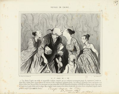 Kínai utazás 25. rész: Újév első napja. – A kínaiak egy régi és nagyra becsült hagyomány szerint... alkotó: Honoré Daumier