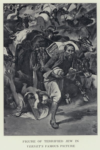 A rémült zsidó figurája Vernet híres képén – állítólag James Rothschild báró ábrázolása (f/w fotó) alkotó: Horace (after) Vernet