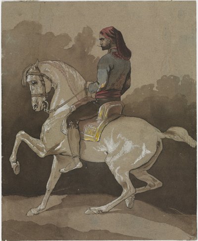 Arab lóháton, 1800-as évek. alkotó: Emile Jean Horace Vernet