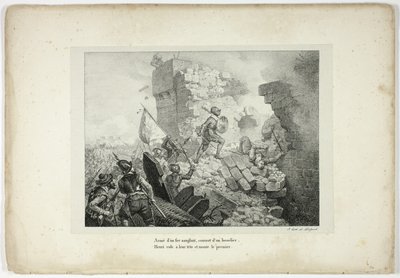 Véres vassal felfegyverkezve, pajzzsal borítva... alkotó: Horace Vernet
